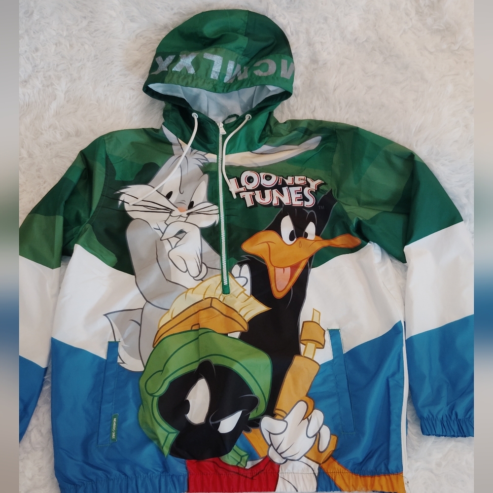 Members Only Blue and Green Cartoon Jacket